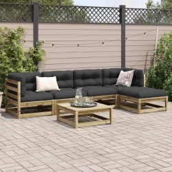 Salon de jardin 6 pcs avec coussins bois de pin imprégné 509094509094