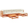 Salon de jardin 6 pcs avec coussins cire marron bois pin massif 509095509095