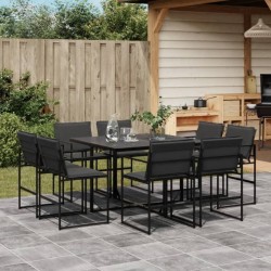 Ensemble à manger de jardin avec coussins 9 pcs noir textilène 509111509111