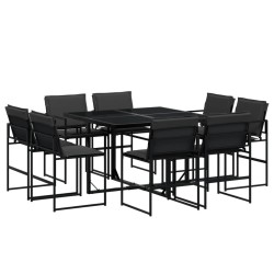 Ensemble à manger de jardin avec coussins 9 pcs noir textilène 509111509111