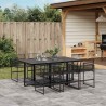 Ensemble à manger de jardin 7 pcs Noir Résine tressée 509147509147