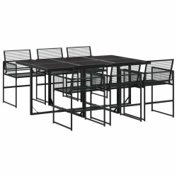 Ensemble à manger de jardin 7 pcs Noir Résine tressée 509147509147