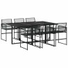 Ensemble à manger de jardin 7 pcs Noir Résine tressée 509147509147