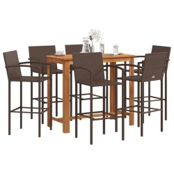Ensemble de bar de jardin 7 pcs marron bois massif acacia rotin 509176509176