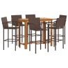 Ensemble de bar de jardin 7 pcs marron bois massif acacia rotin 509176509176