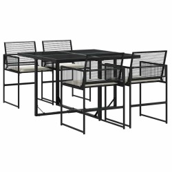 Ensemble à manger de jardin coussins 5pcs noir résine tressée 509177509177