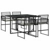 Ensemble à manger de jardin coussins 5pcs noir résine tressée 509177509177