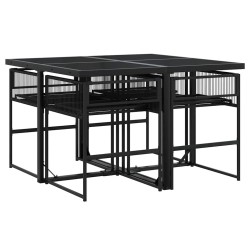 Ensemble à manger de jardin coussins 5pcs noir résine tressée 509177509177