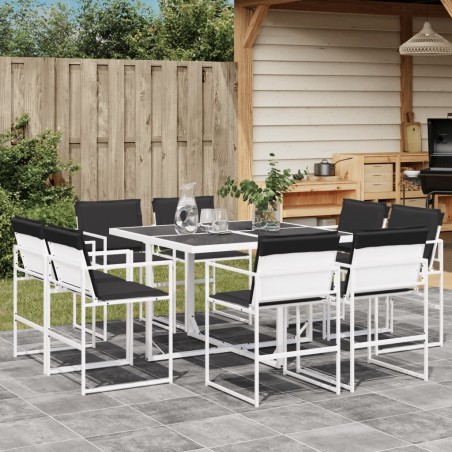 Ensemble à manger de jardin avec coussins 9 pcs blanc textilène 509178509178