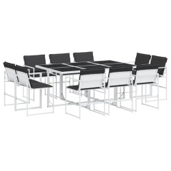 Ensemble à manger de jardin avec coussins 11pcs blanc textilène 509179509179