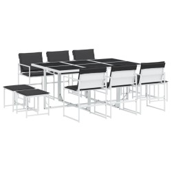 Ensemble à manger de jardin avec coussins 11pcs blanc textilène 509180509180