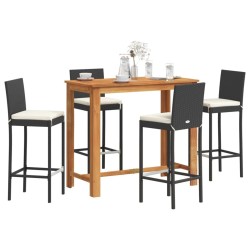 Ensemble de bar de jardin 5 pcs noir bois massif acacia rotin 509182509182