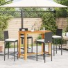 Ensemble de bar de jardin 5 pcs noir bois massif acacia rotin 509182509182