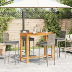 Ensemble de bar de jardin 5 pcs gris bois massif acacia rotin 509183509183