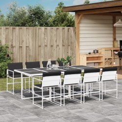 Ensemble à manger de jardin avec coussins 9 pcs blanc textilène 509184509184