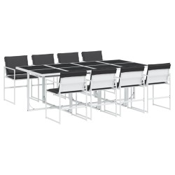 Ensemble à manger de jardin avec coussins 9 pcs blanc textilène 509184509184