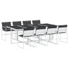 Ensemble à manger de jardin avec coussins 9 pcs blanc textilène 509184509184