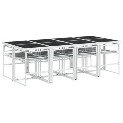 Ensemble à manger de jardin avec coussins 9 pcs blanc textilène 509184509184
