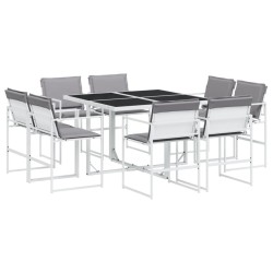 Ensemble à manger de jardin avec coussins 9 pcs blanc textilène 509185509185