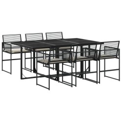 Ensemble à manger de jardin coussins 7 pcs noir résine tressée 509186509186