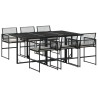 Ensemble à manger de jardin coussins 7 pcs noir résine tressée 509186509186