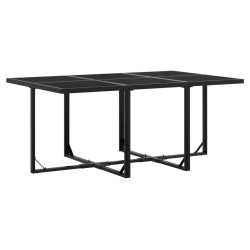 Ensemble à manger de jardin coussins 7 pcs noir résine tressée 509186509186