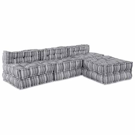 Unité de canapé modulaire 4 pcs Impression Grise Tissu 509222509222