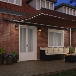 Auvent manuel rétractable avec LED marron 500x300 cm 509235509235