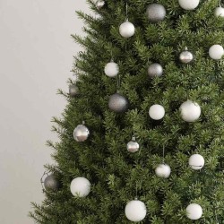 Set de boules de Noël avec pic et 300 LED 120pcs Blanc et gris 509332509332
