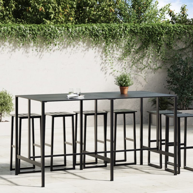 Table de bar noir 200x100x110 cm acier enduit de poudre 509333509333