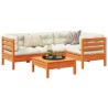 Salon de jardin 5 pcs avec coussins cire marron bois pin massif 509335509335