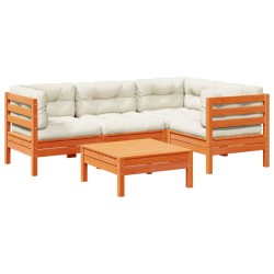 Salon de jardin 5 pcs avec coussins cire marron bois pin massif 509335509335