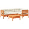 Salon de jardin 5 pcs avec coussins cire marron bois pin massif 509335509335