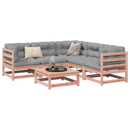 Salon de jardin 6 pcs et coussins bois massif sapin de douglas 509336509336
