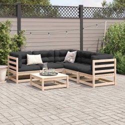 Salon de jardin 6 pcs avec coussins bois de pin massif 509338509338