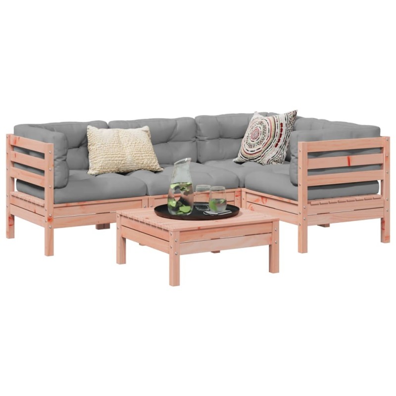 Salon de jardin 5 pcs et coussins bois massif sapin de douglas 509339509339