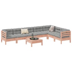 Salon de jardin 8 pcs avec coussins sapin douglas solide 509340509340