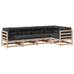 Salon de jardin 5 pcs avec coussins bois de pin massif 509341509341