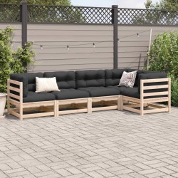 Salon de jardin 5 pcs avec coussins bois de pin massif 509341509341