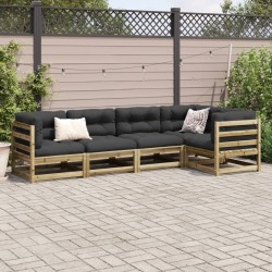 Salon de jardin 5 pcs avec coussins bois de pin imprégné 509344509344