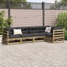 Salon de jardin 5 pcs avec coussins bois de pin imprégné 509344509344