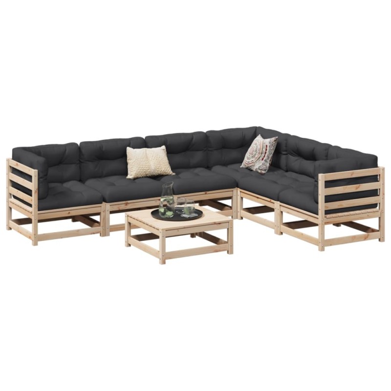 Salon de jardin 7 pcs bois de pin massif 509345509345
