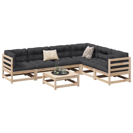 Salon de jardin 7 pcs bois de pin massif 509345509345