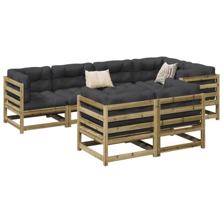 Salon de jardin 7 pcs bois de pin imprégné 509348509348
