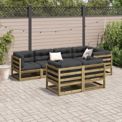 Salon de jardin 7 pcs bois de pin imprégné 509348509348