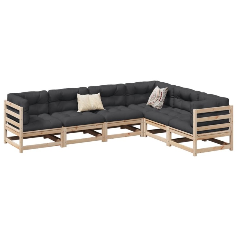 Salon de jardin 6 pcs bois de pin massif 509356509356