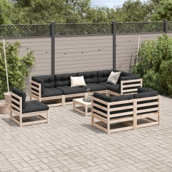 Salon de jardin 9 pcs bois de pin massif 509357509357
