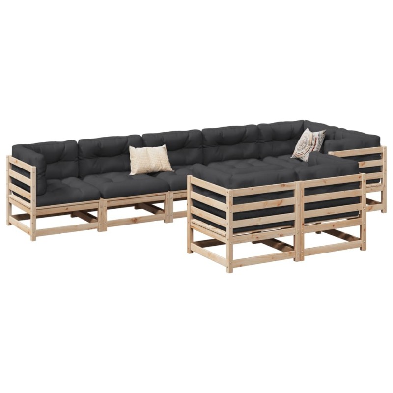 Salon de jardin 8 pcs bois de pin massif 509358509358