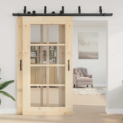 Kit de quincaillerie de porte coulissante 213,5 cm acier noir 509362509362