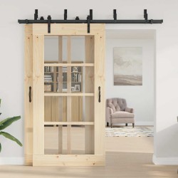 Kit de quincaillerie de porte coulissante 213,5 cm acier noir 509367509367